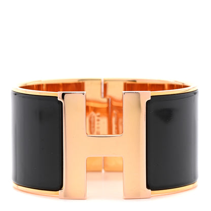 Hermes Enamel Extra Wide Clic Clac H Bracelet GM Black 1 of 5