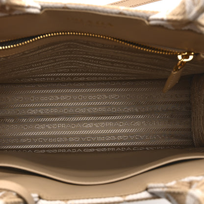 Prada Jacquard Saffiano Triangolo Symbole Embroidered Small Tote Corda Talco 5 of 10