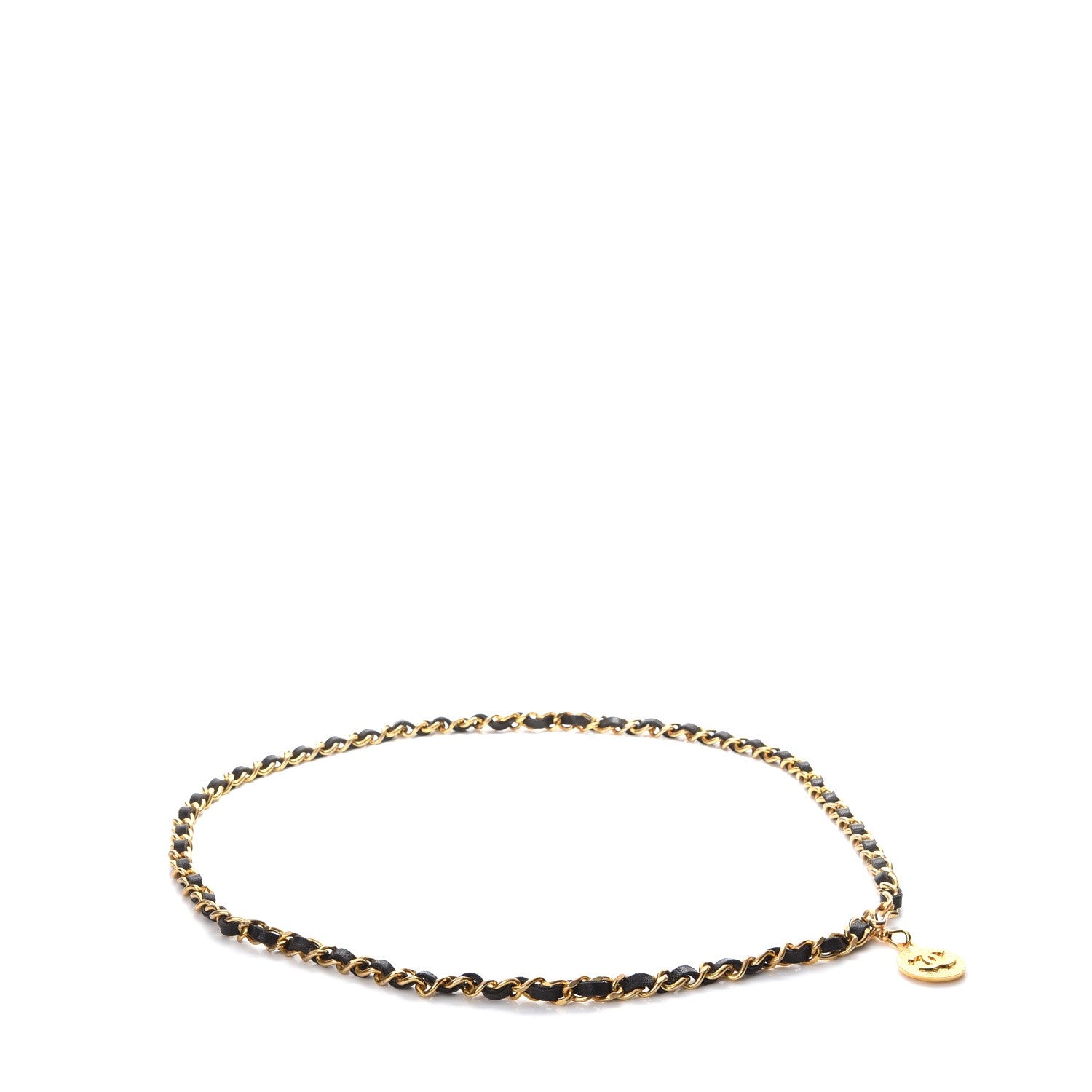 Chanel CHANE Lambskin Chain CC Medallion Belt Black Gold 3 of 7