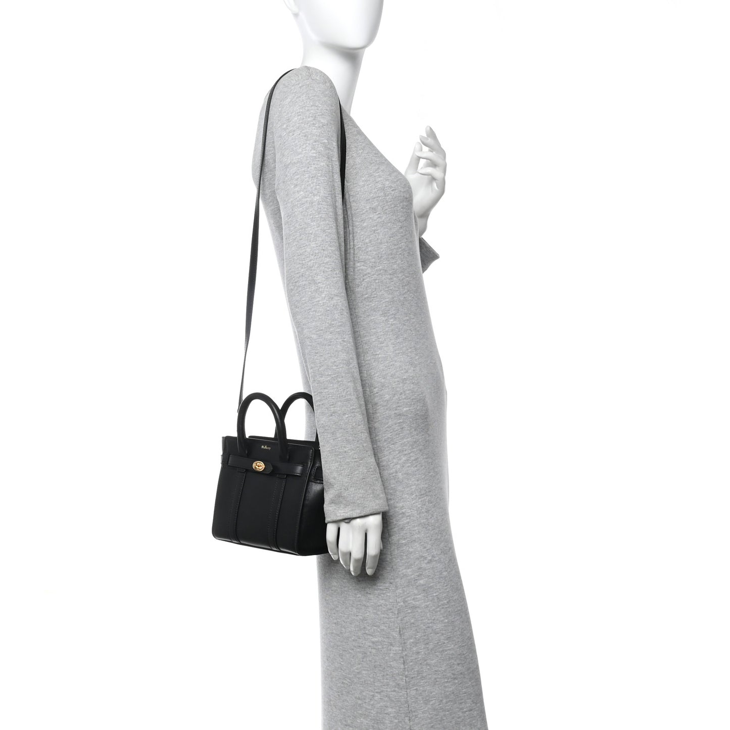 Small Classic Grain Micro Bayswater Zip Tote Black