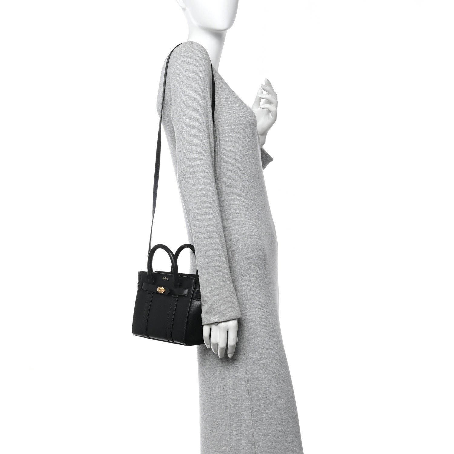 Mulberry Small Classic Grain Micro Bayswater Zip Tote Black 2 of 9