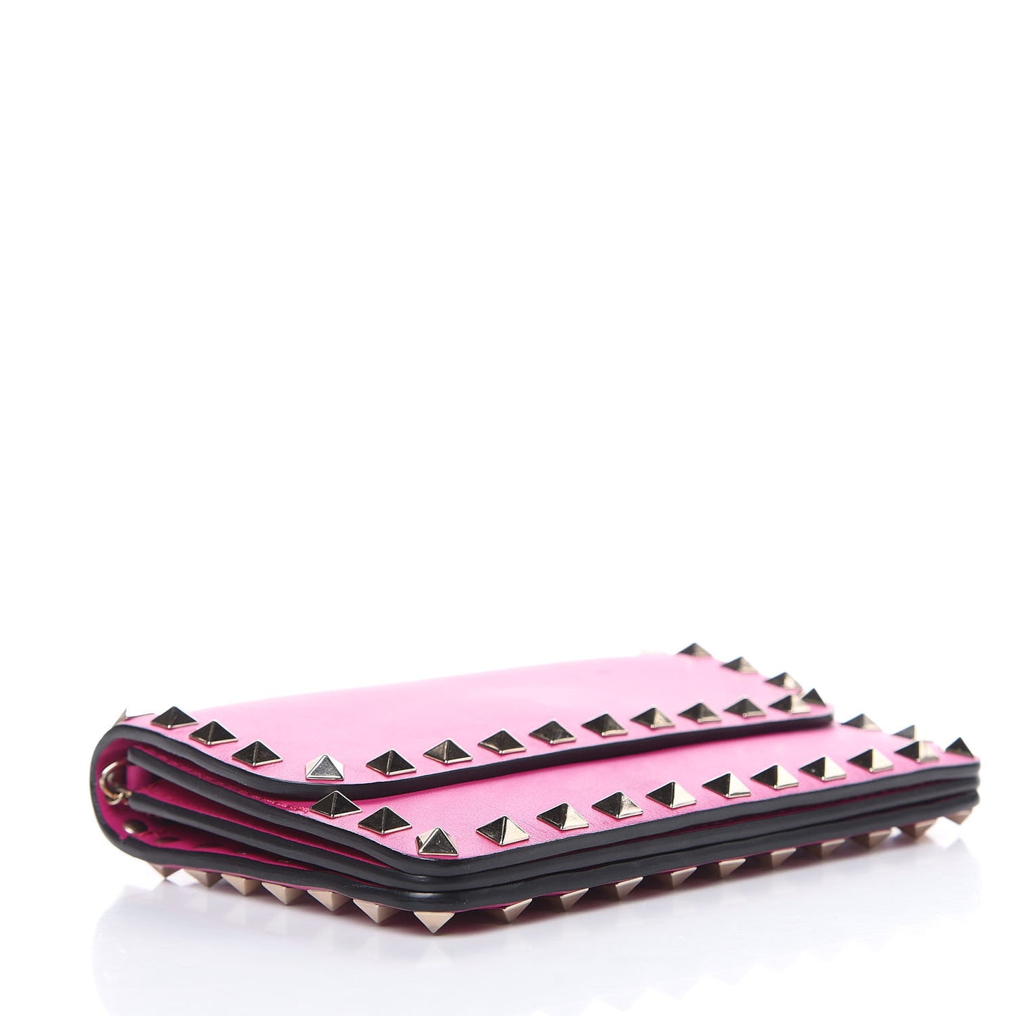 Vitello Rockstud Chain Flap Crossbody Bag Fuxia
