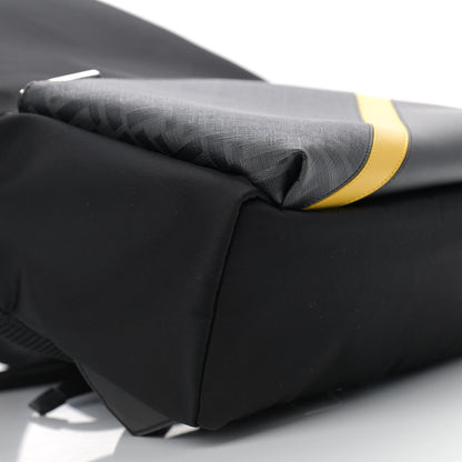 Fendi Glazed Fabric Nylon FF 1974 Diagonal Pouch Pocket Backpack Black Sunflower 8 of 9
