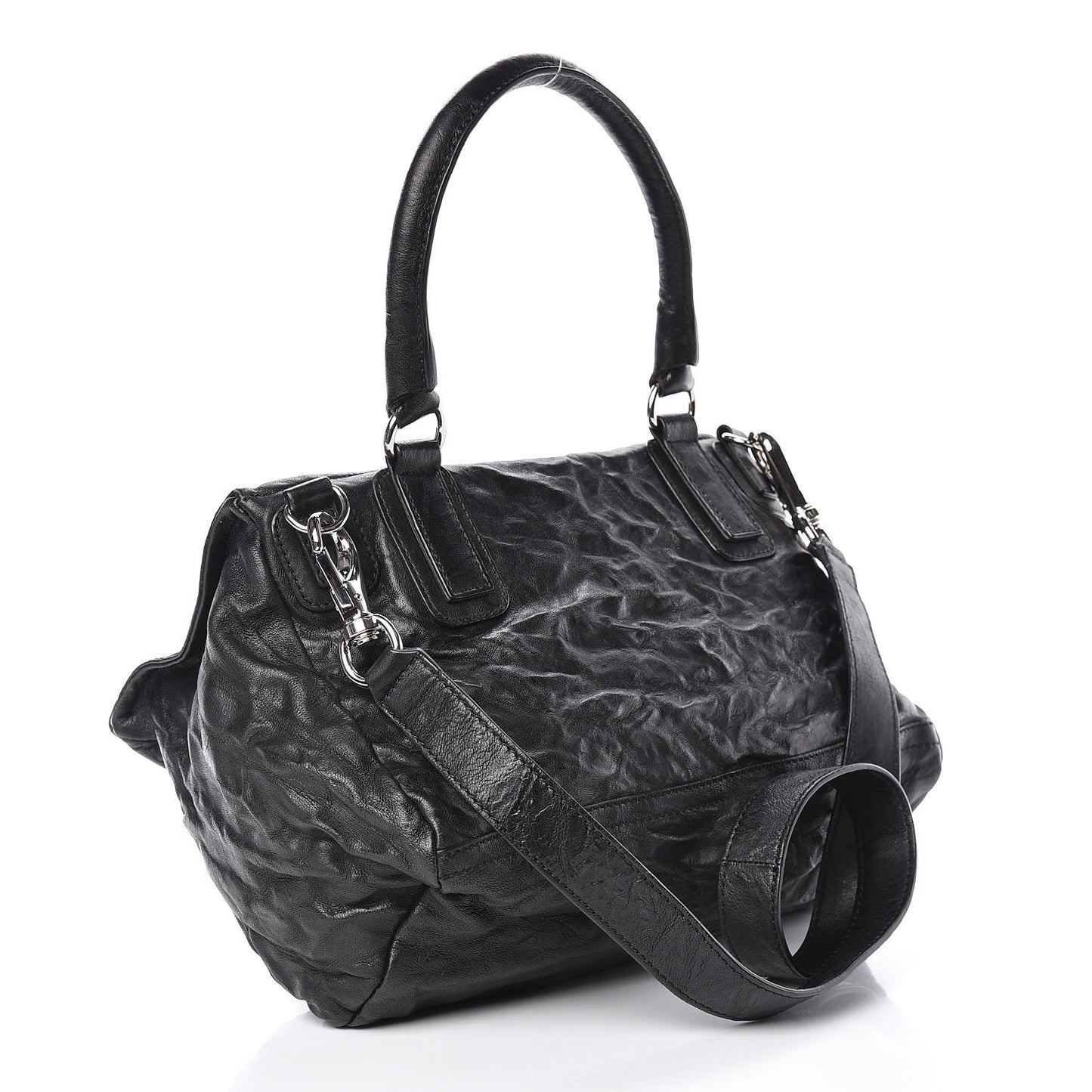 Tumbled Sheepskin Medium Pandora Bag Black