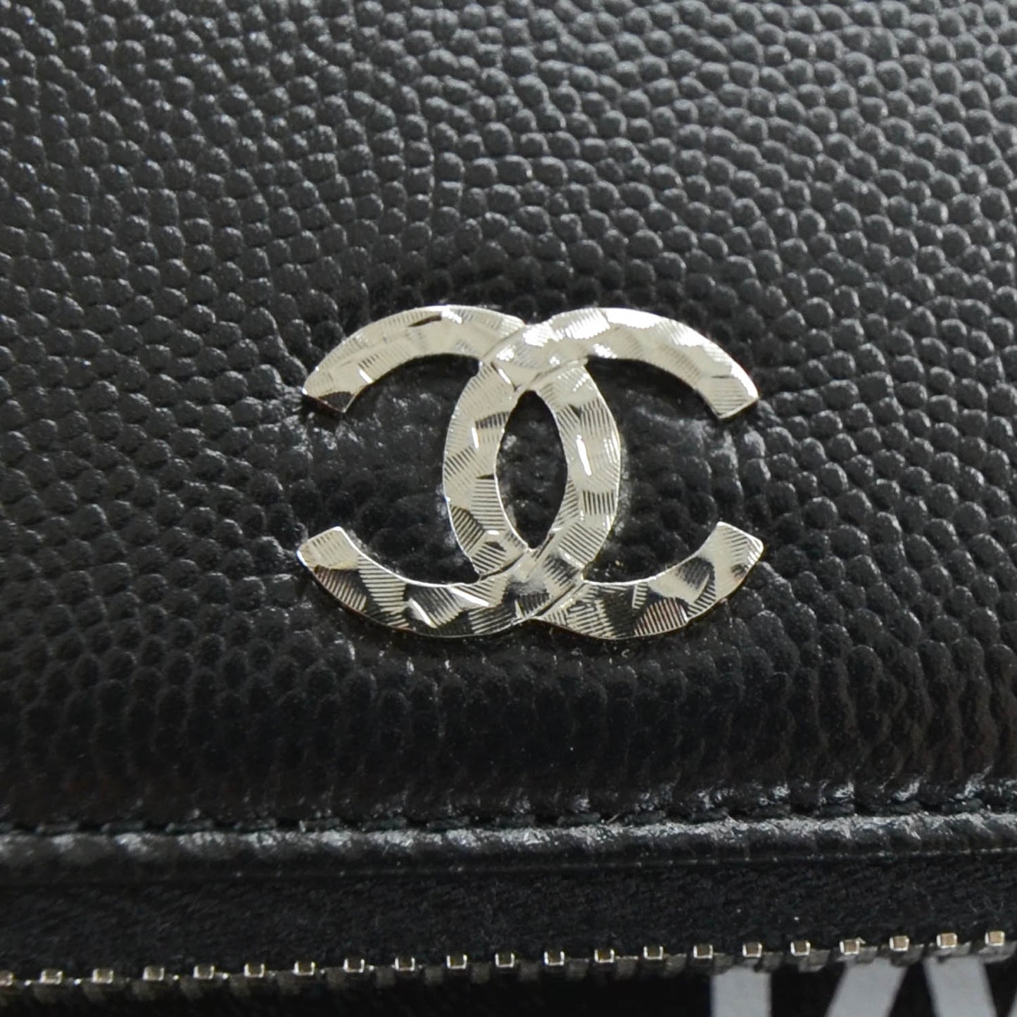 Caviar Zip Around Wallet Black