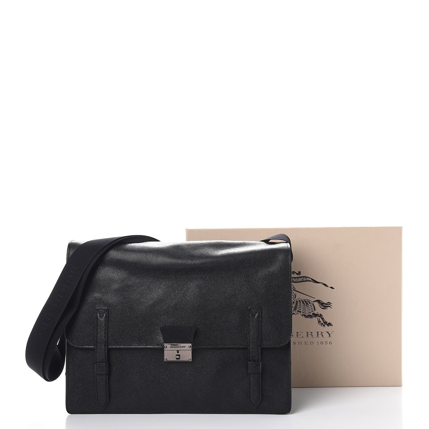 Burberry London Grainy Calfskin Rivendale Messenger Bag Black 8 of 17