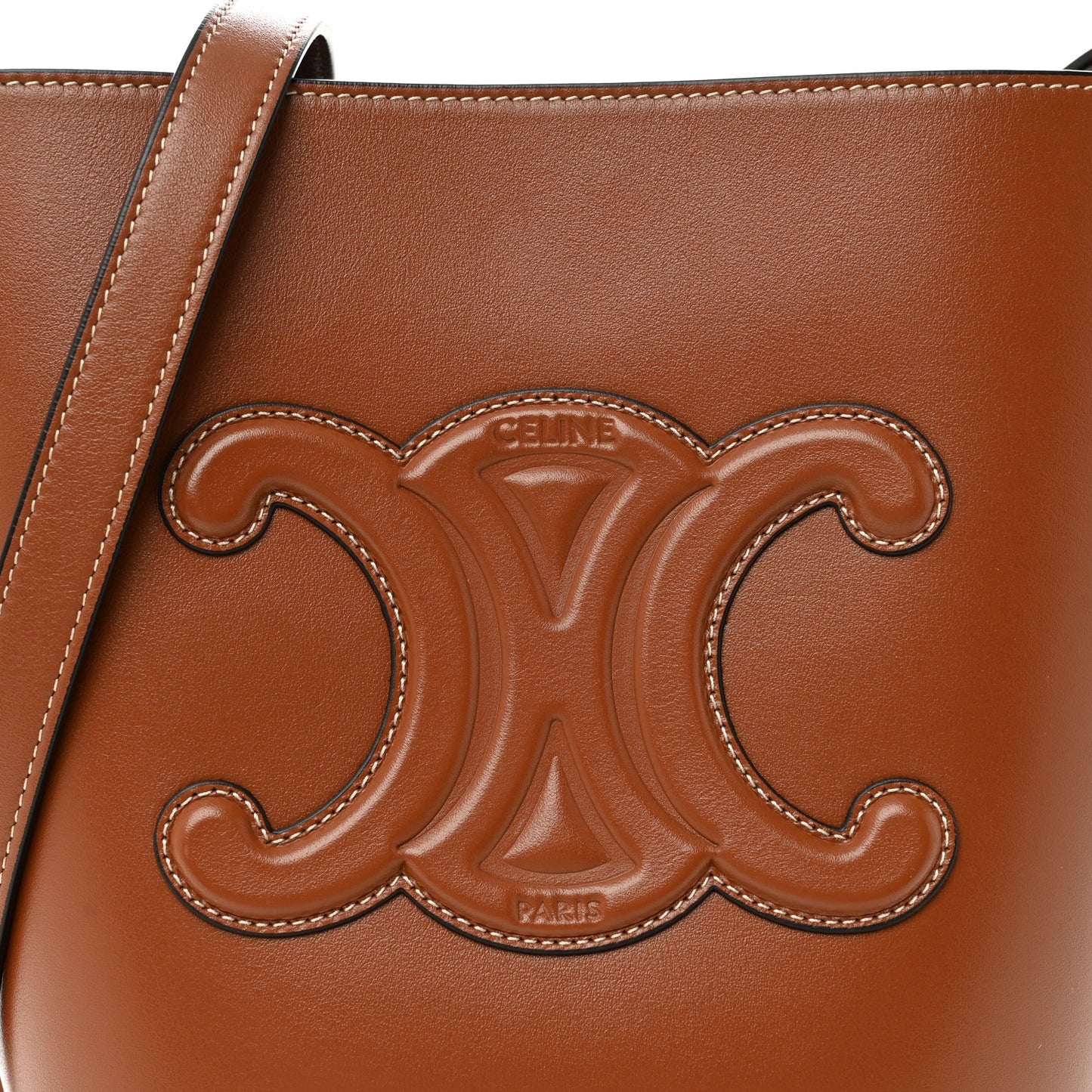 Smooth Calfskin Small Cuir Triomphe Bucket Bag Tan