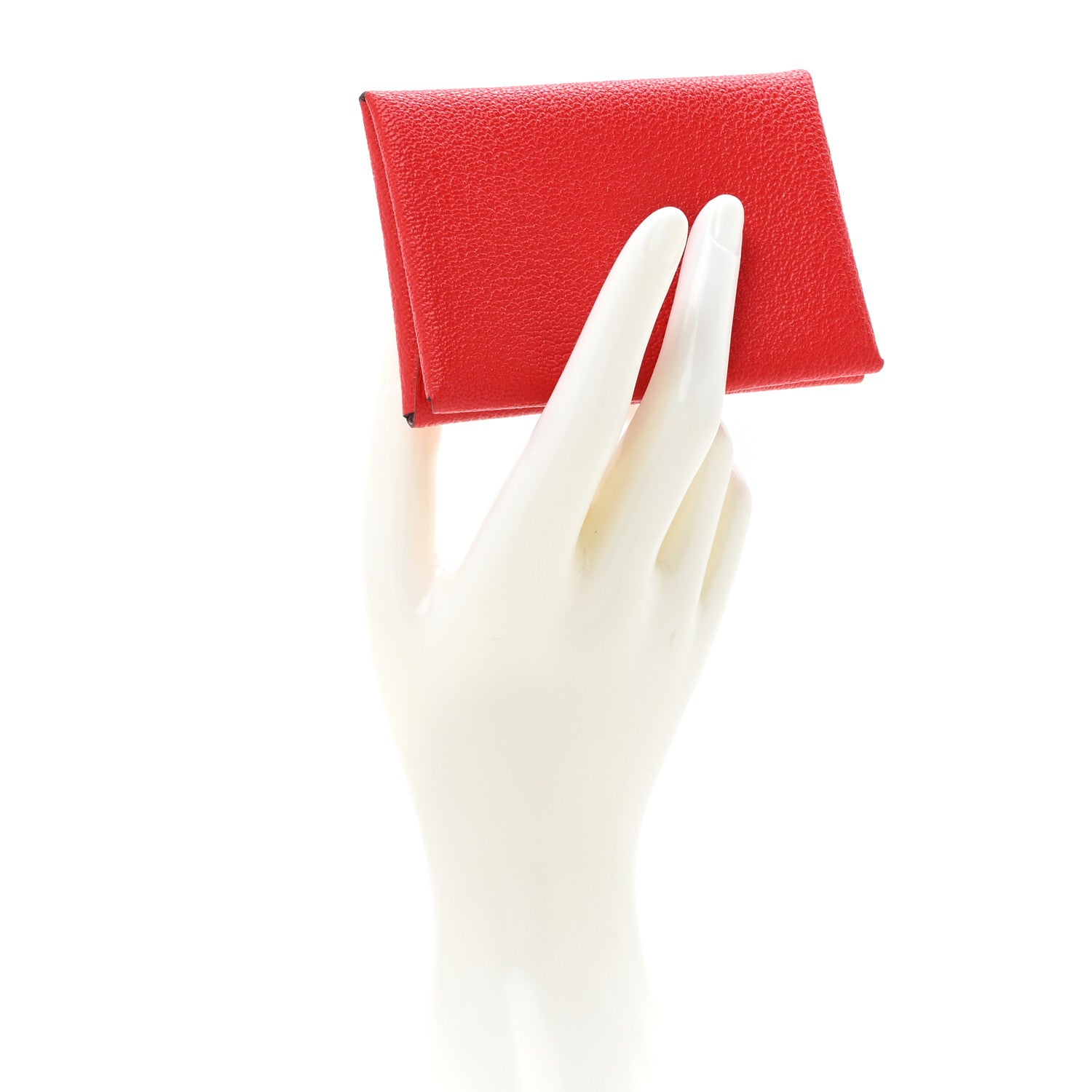 Hermes Chevre Mysore Verso Calvi Card Case  Rouge Radieux Rose Darling 2 of 7
