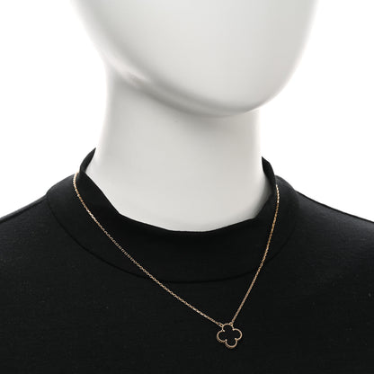 Van Cleef & Arpels 18K Yellow Gold Black Onyx Vintage Alhambra Pendant Necklace 2 of 5