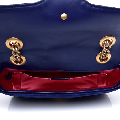 Gucci Velvet Matelasse Mini GG Marmont Shoulder Bag Cobalt Blue 5 of 11