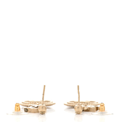 Chanel Medallion Clover CC Drop Earrings Light Gold 3 of 4