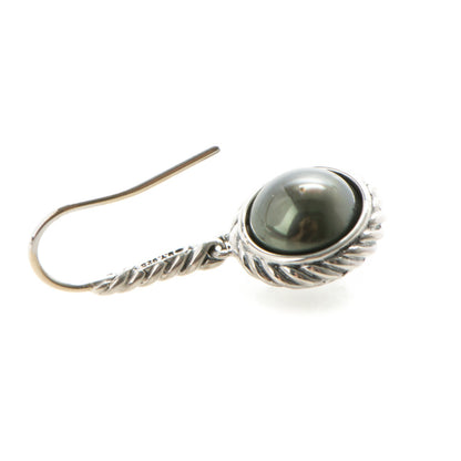 David Yurman Sterling Silver Tahitian Pearl 9mm Cable Drop Earrings 6 of 6