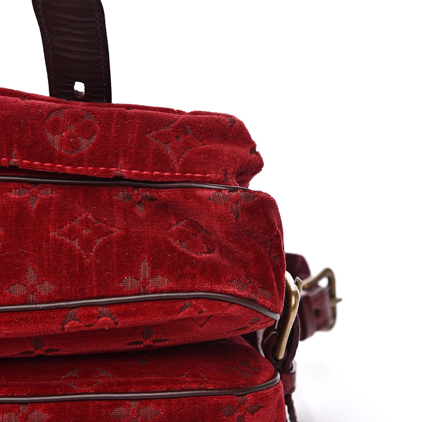 Monogram Velours Ostrich Clyde Red