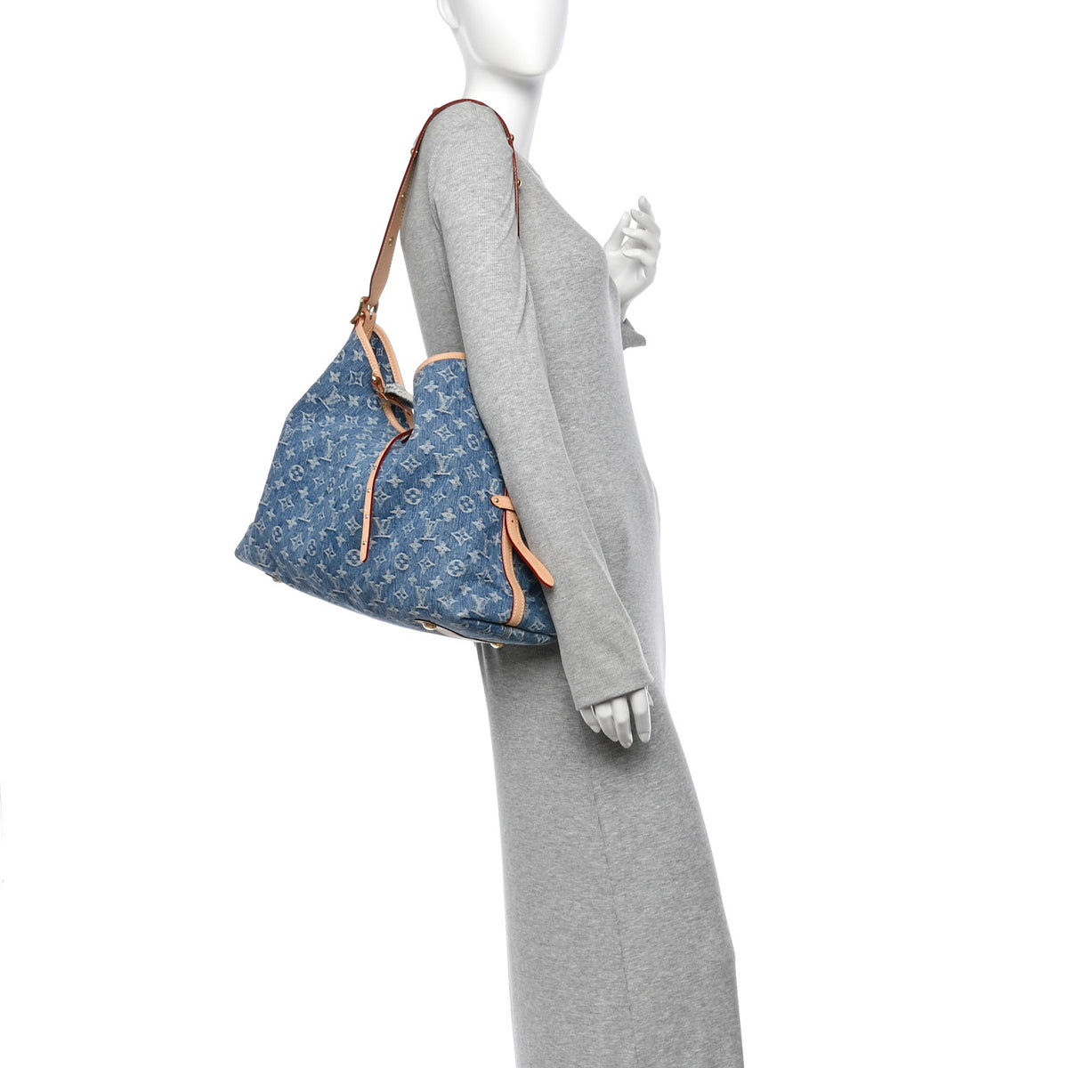 Louis Vuitton Monogram Denim CarryAll MM Blue 3 of 27