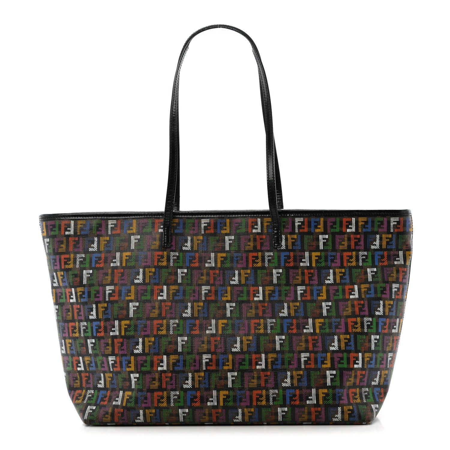 Fendi Zucca Spalmati Patent Zucchino Screen Print Medium Roll Tote Tobacco Multicolor Black 1 of 14