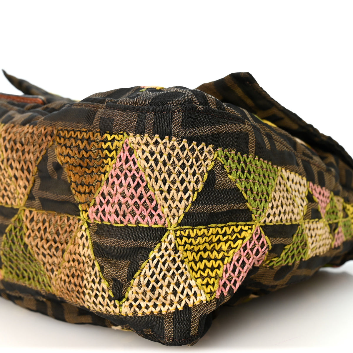 Fendi Lizard Zucca Embroidered Mama Baguette Pink Multicolor 9 of 16