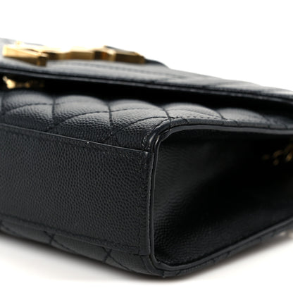 Saint Laurent Grain De Poudre Textured Mixed Matelasse Triquilt Small Monogram Satchel Black 11 of 11