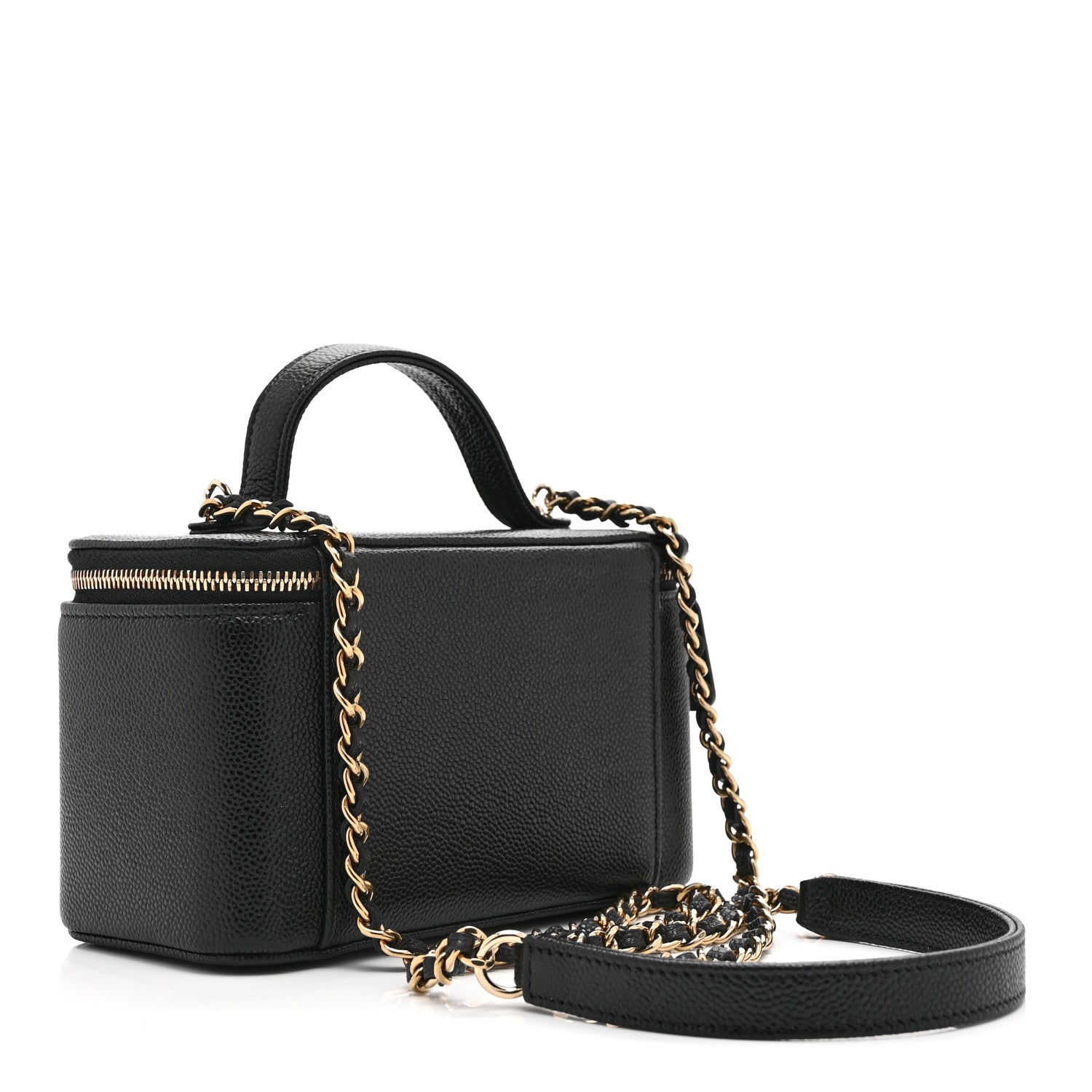 Chanel Caviar Quilted Top Handle Pocket Vanity Case Black 3 of 11
