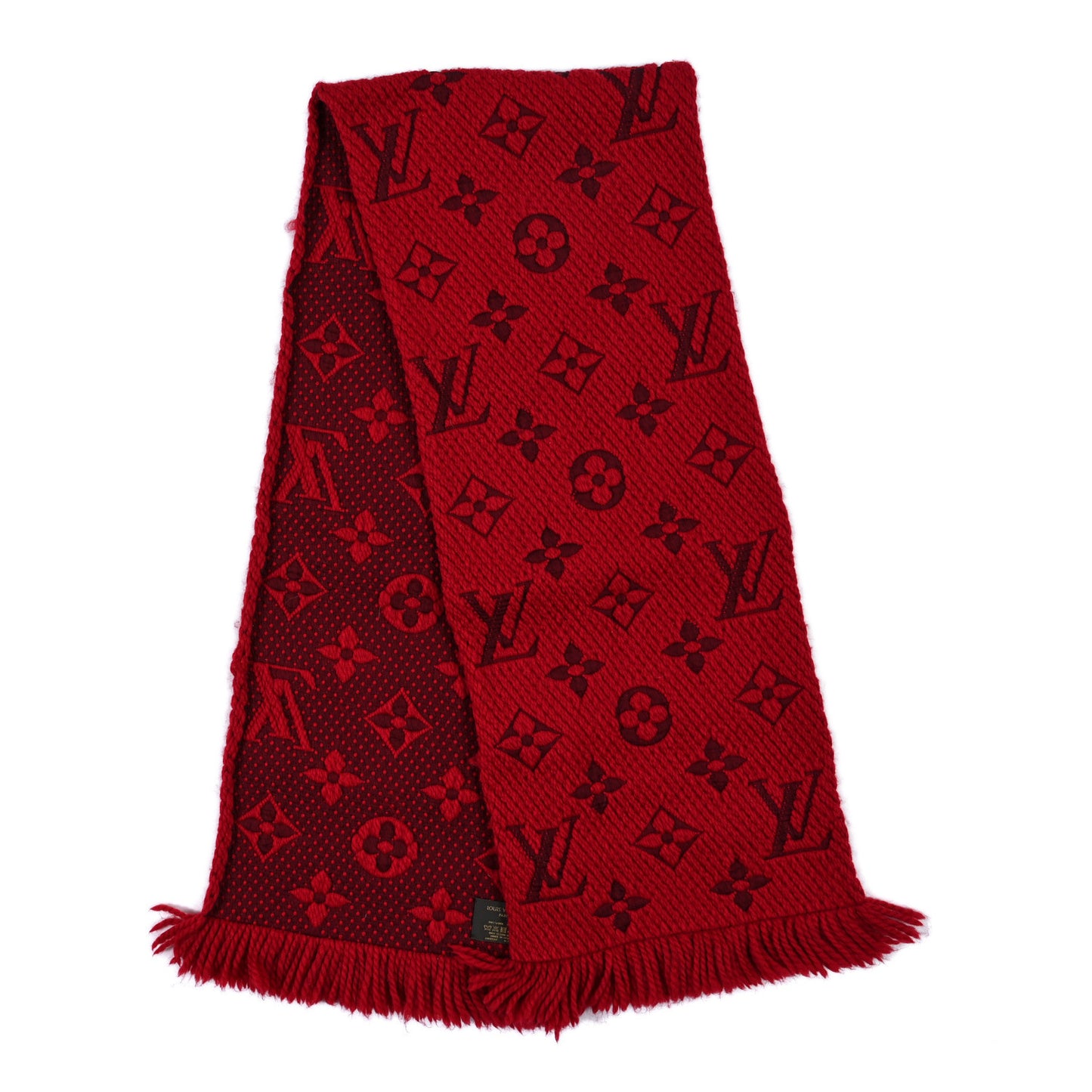 Wool Silk Logomania Scarf Rubis