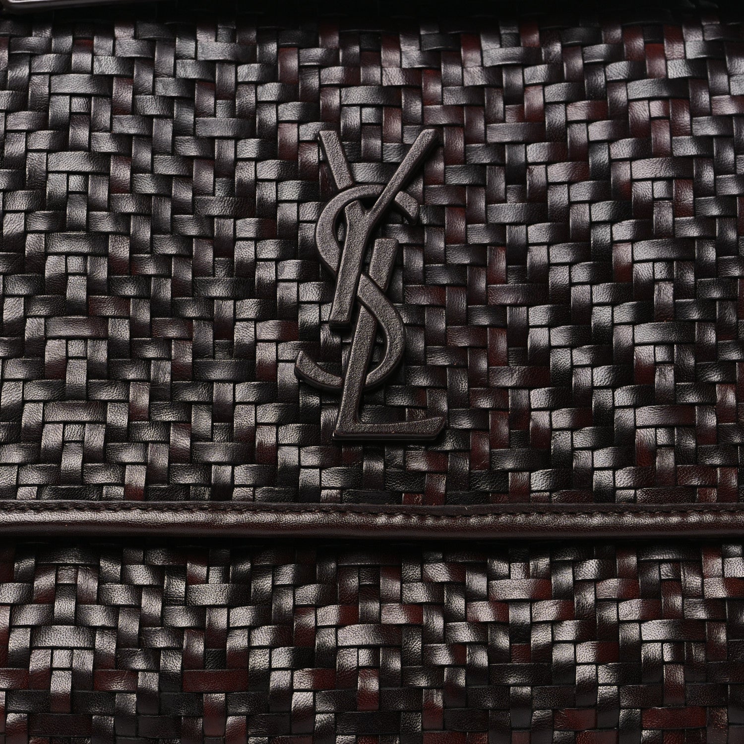 Saint Laurent Calfskin Woven Monogram Medium Niki Chain Satchel Burnt Brown 8 of 11