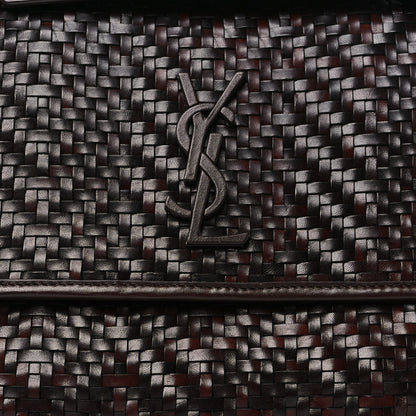 Saint Laurent Calfskin Woven Monogram Medium Niki Chain Satchel Burnt Brown 8 of 11