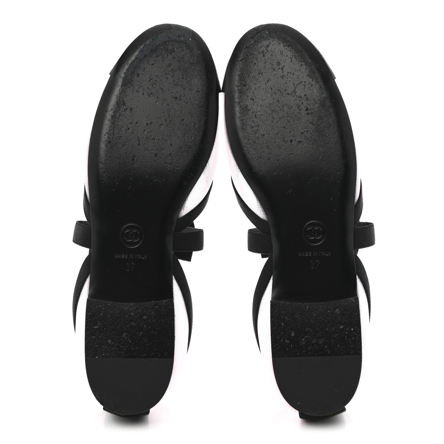 Chanel Mesh Grosgrain Mary Janes Flats 37 Light Pink Black 6 of 10