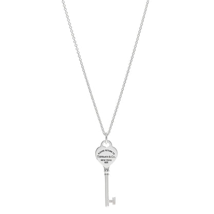 Tiffany Sterling Silver Return to Tiffany Heart Key Pendant Necklace 1 of 7