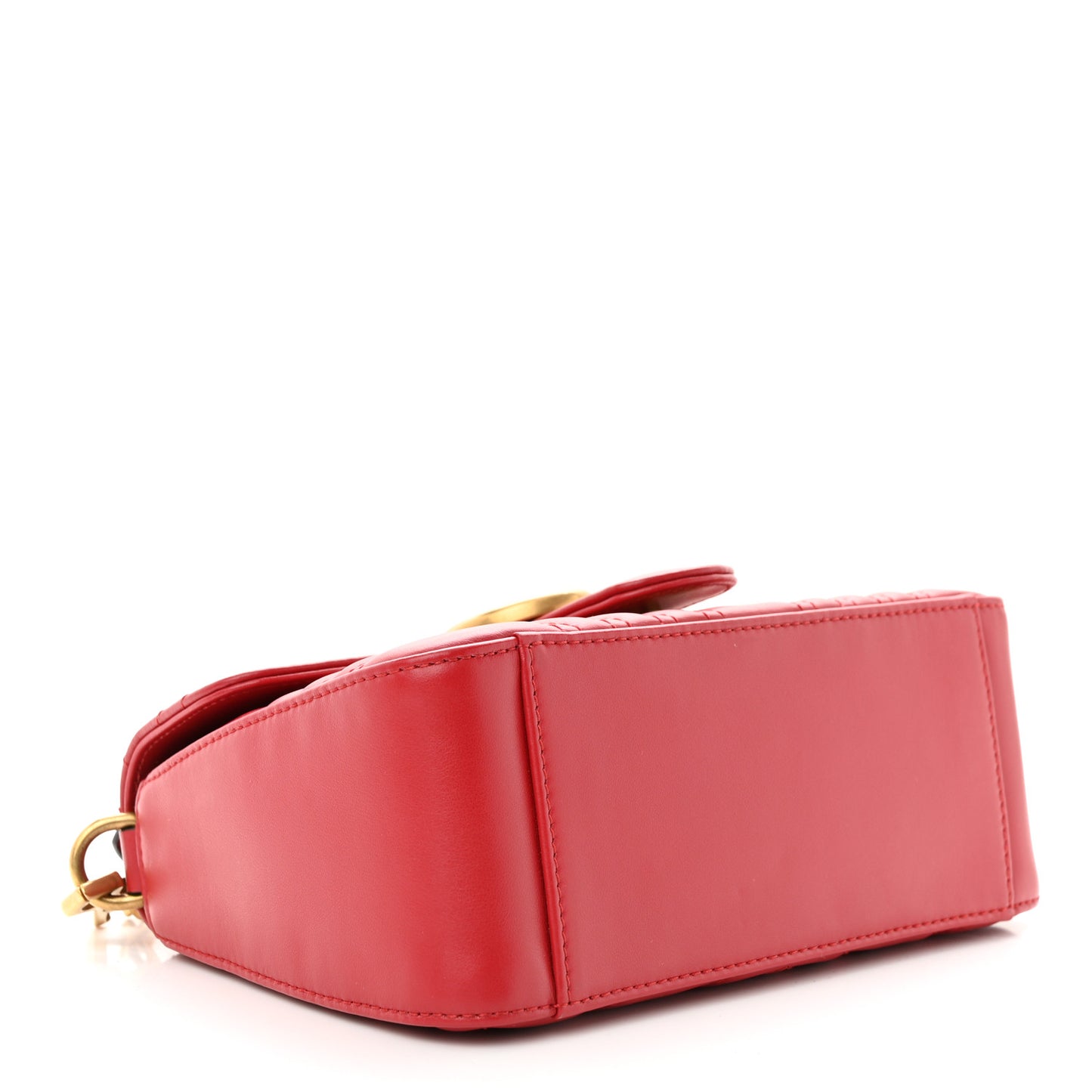 Calfskin Matelasse Mini GG Marmont Top Handle Shoulder Bag Hibiscus Red