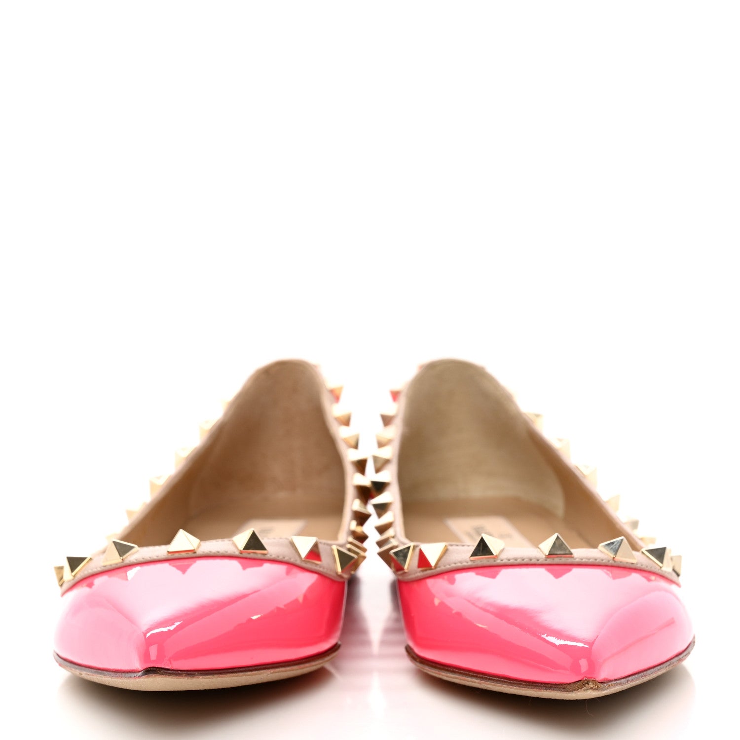Valentino Garavani Patent Nappa Rockstud Ballerina Flats 36 Fuxia Fluo Poudre 2 of 9