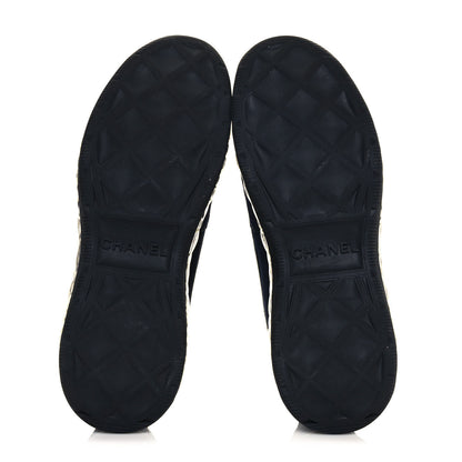 Chanel Suede Calfskin Velvet Grosgrain CC Sneakers 39.5 Navy Blue Black 5 of 9