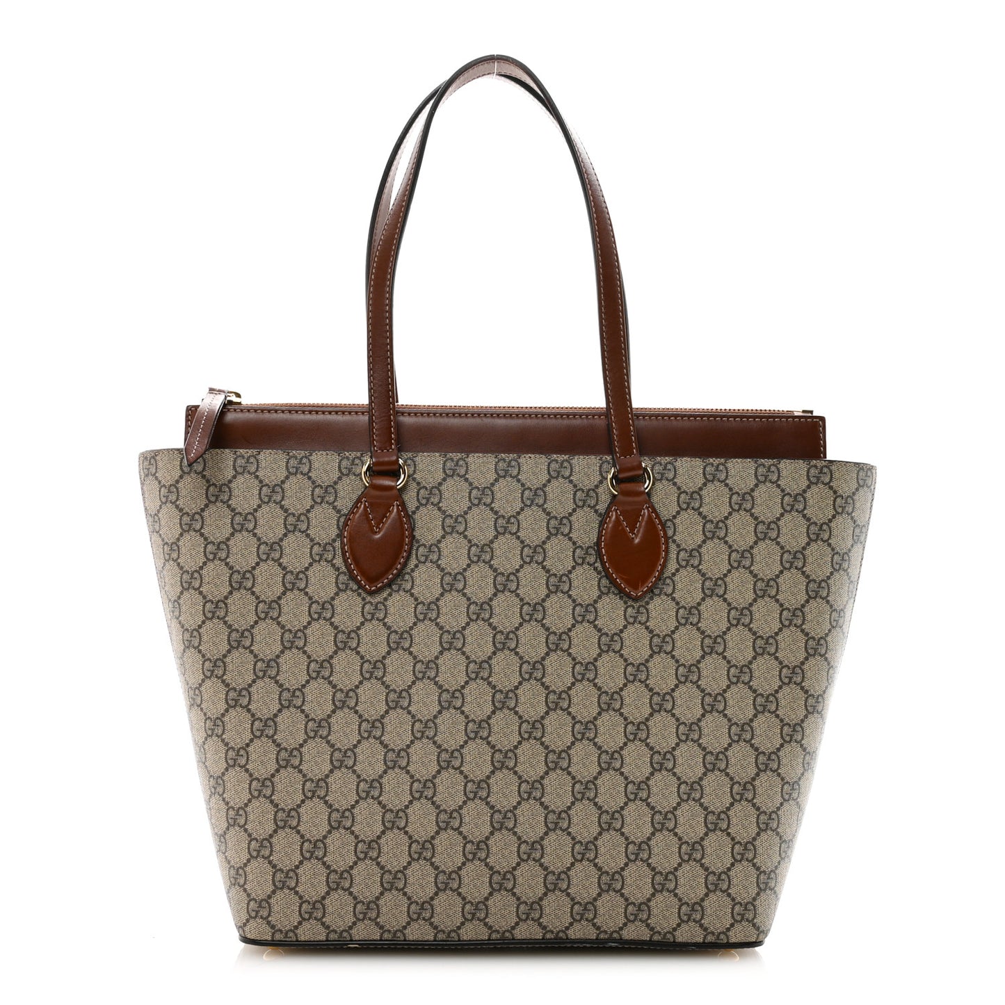 GG Supreme Monogram Medium Zippered Bucket Tote Beige Tuscany