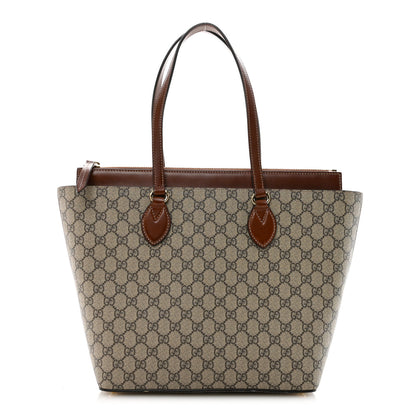 Gucci GG Supreme Monogram Medium Zippered Bucket Tote Beige Tuscany 1 of 10