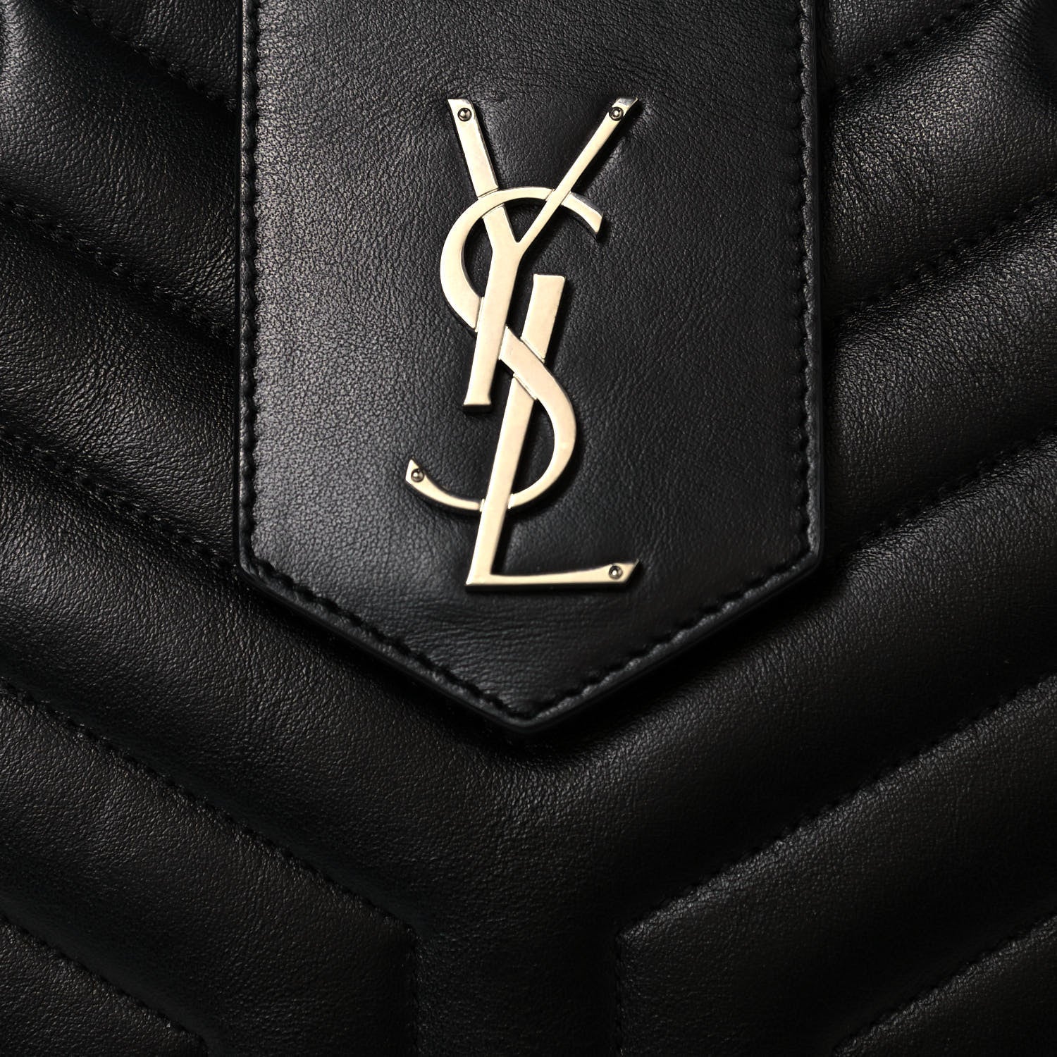 Saint Laurent Calfskin Y Quilted Monogram Large Loulou Shopper Black 8 of 16