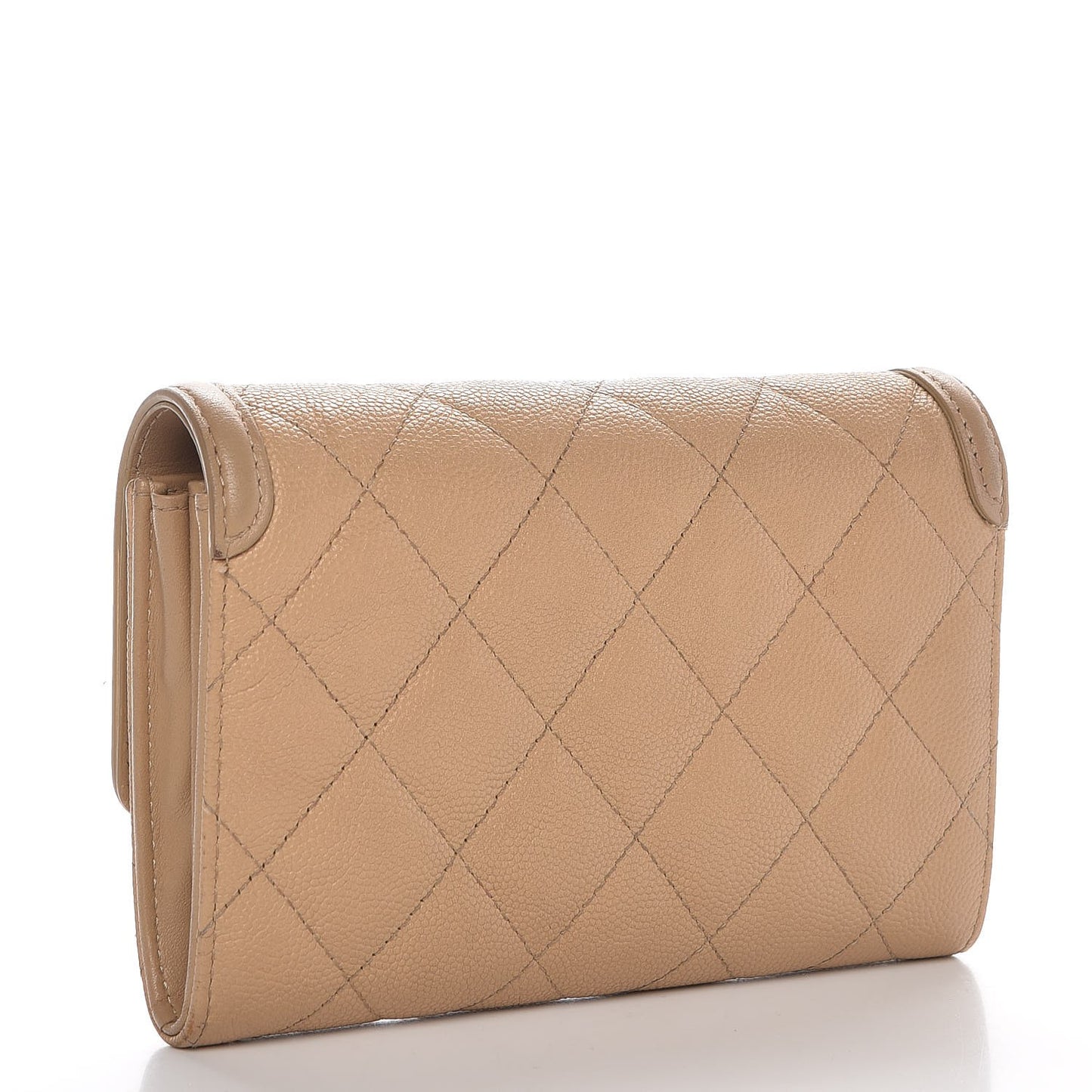 Caviar Quilted Medium Filigree Flap Wallet Beige