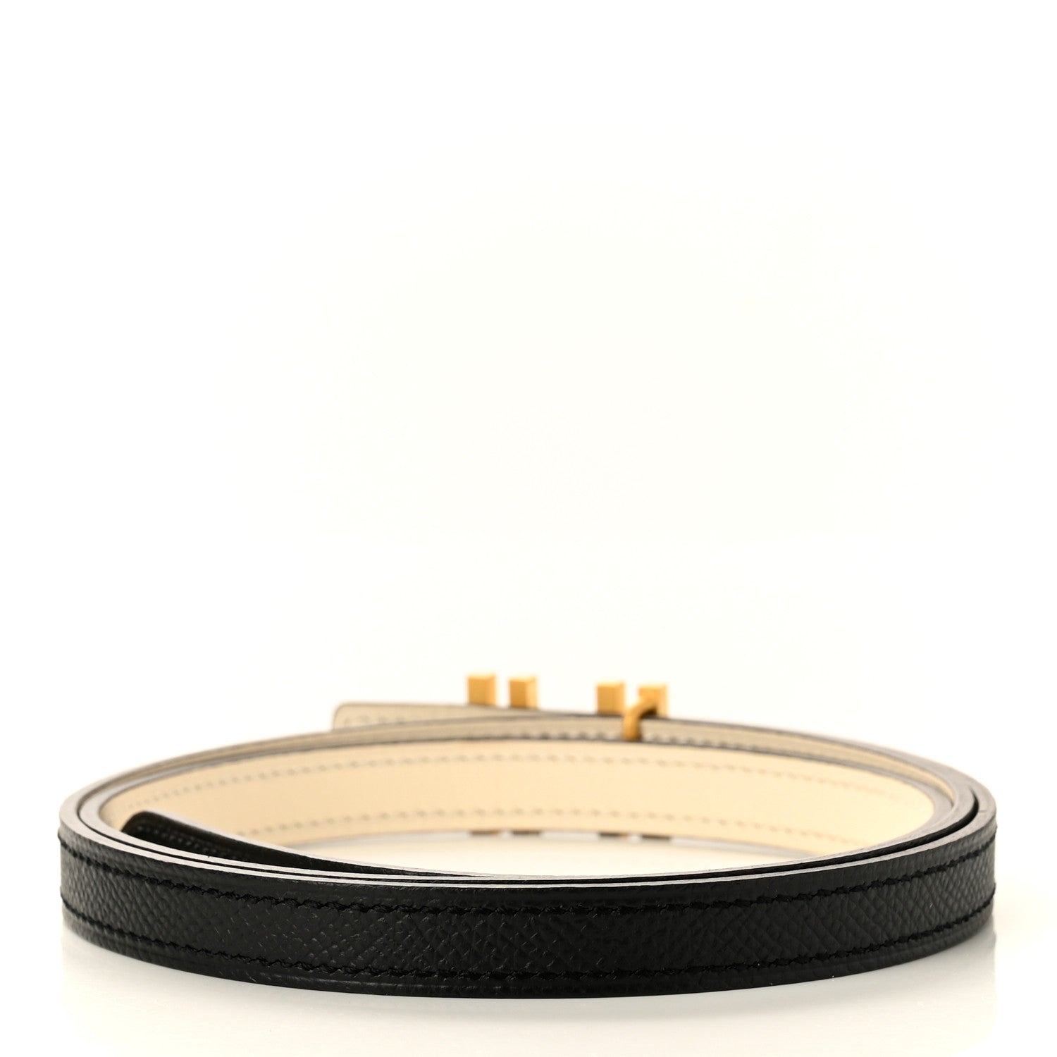 Hermes Swift Epsom Lacquered Metal 13mm Au Carre Double H Belt 90 Craie Black 4 of 5