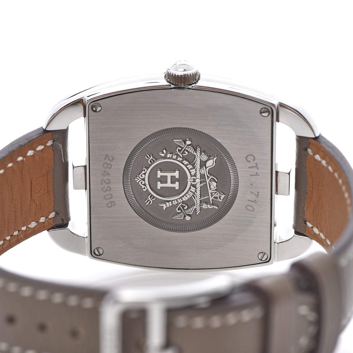 Hermes Stainless Steel Swift 33mm Cape Cod Tonneau Quartz Watch Etoupe 5 of 6