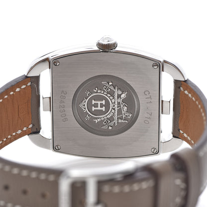 Hermes Stainless Steel Swift 33mm Cape Cod Tonneau Quartz Watch Etoupe 5 of 6
