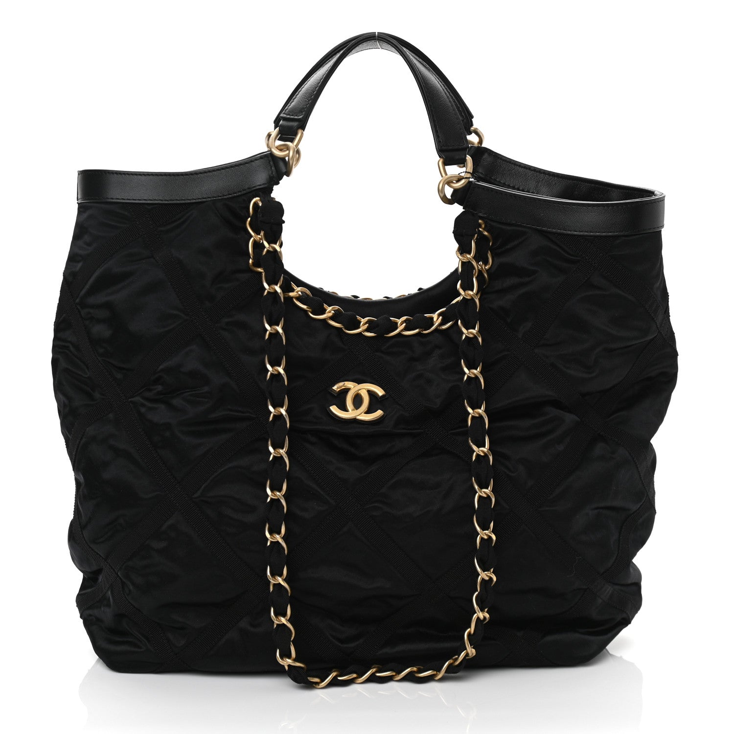 Chanel Nylon Grosgrain Quilted Lifestyle Shopping Tote Black 1 of 12