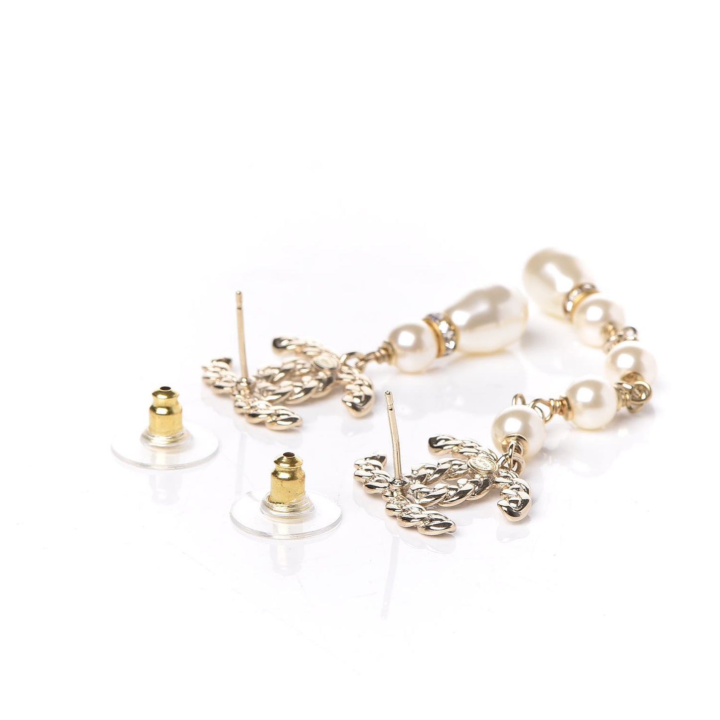 Crystal Pearl Pearls Coronation Uneven Earrings Gold