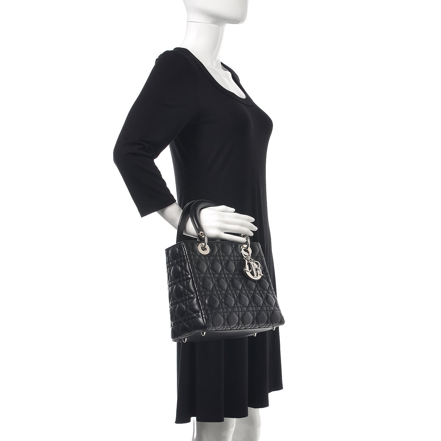Lambskin Cannage Medium Lady Dior Black