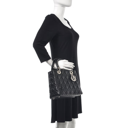 Christian Dior Lambskin Cannage Medium Lady Dior Black 2 of 16