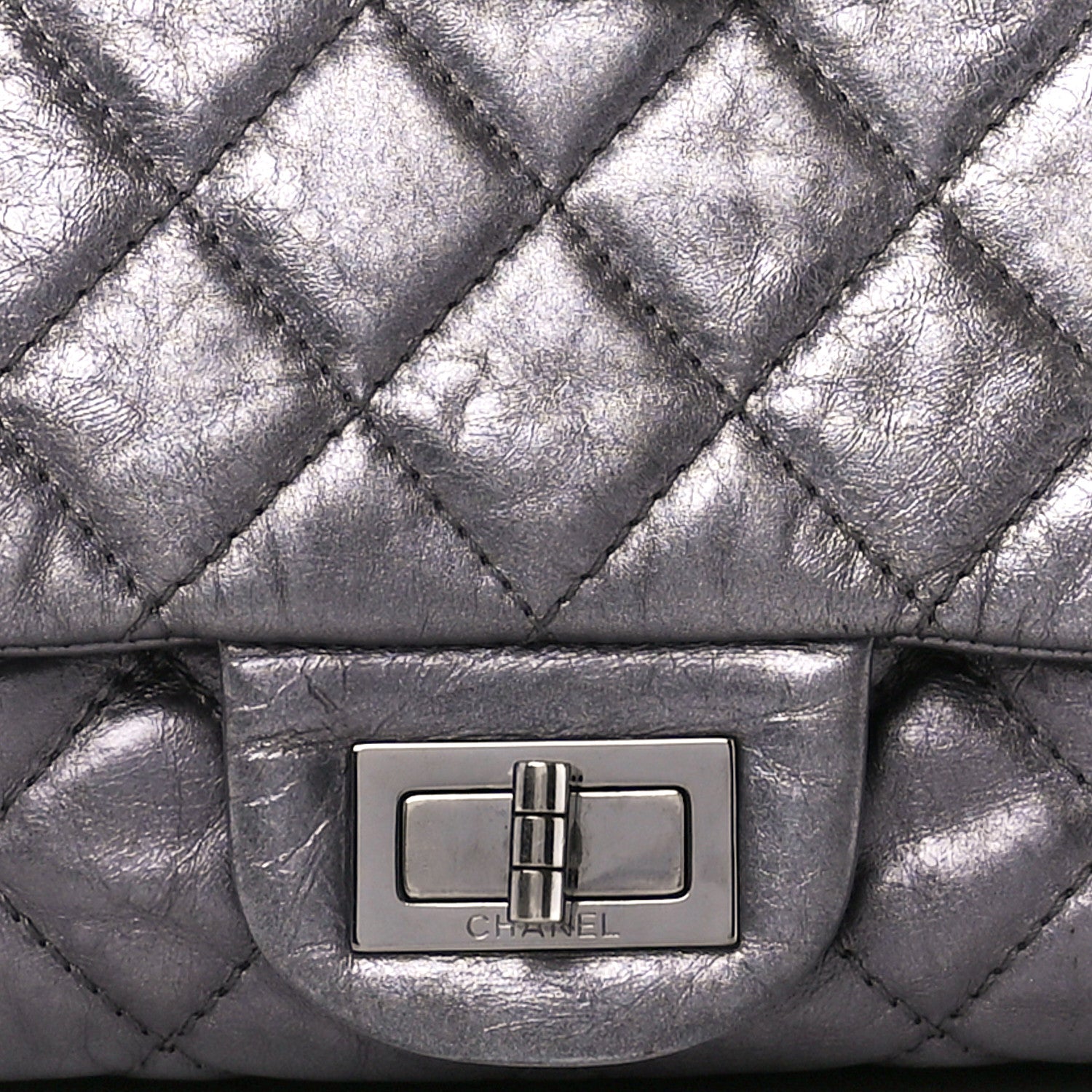 Chanel Metallic Aged Calfskin Quilted 2.55 Reissue 227 Flap Dark Silver 9 of 12