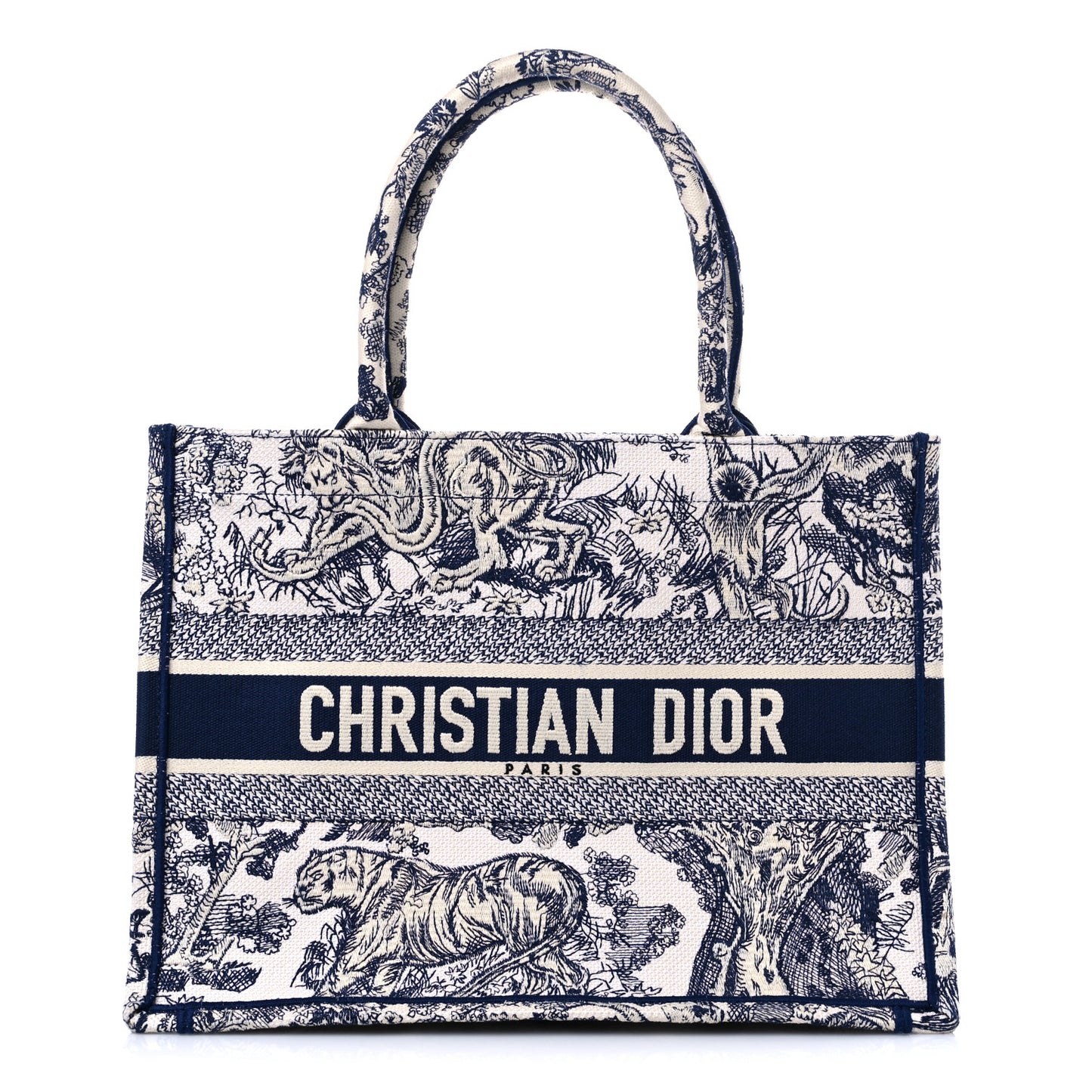 Canvas Embroidered Medium Dioriviera Toile De Jouy Book Tote Blue