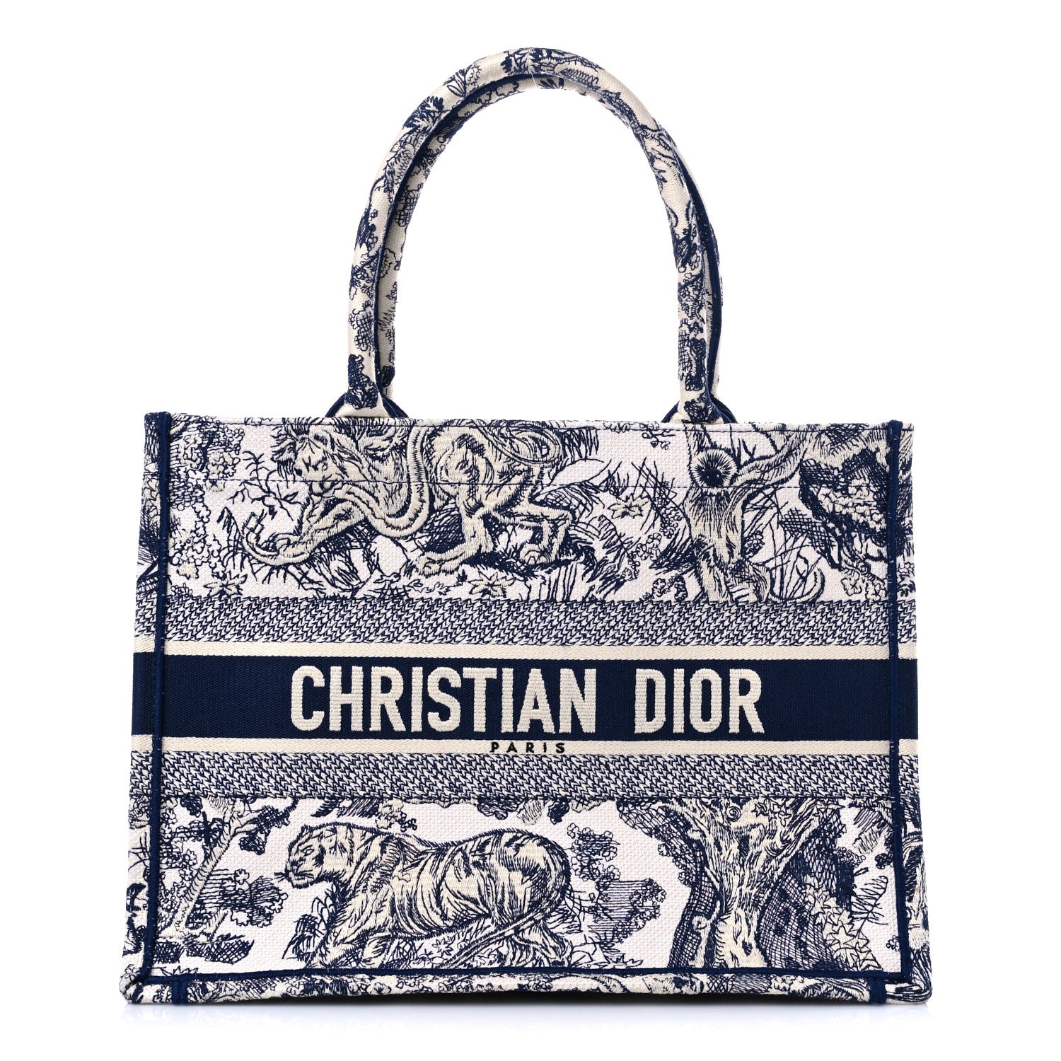 Christian Dior Canvas Embroidered Medium Dioriviera Toile De Jouy Book Tote Blue 1 of 9