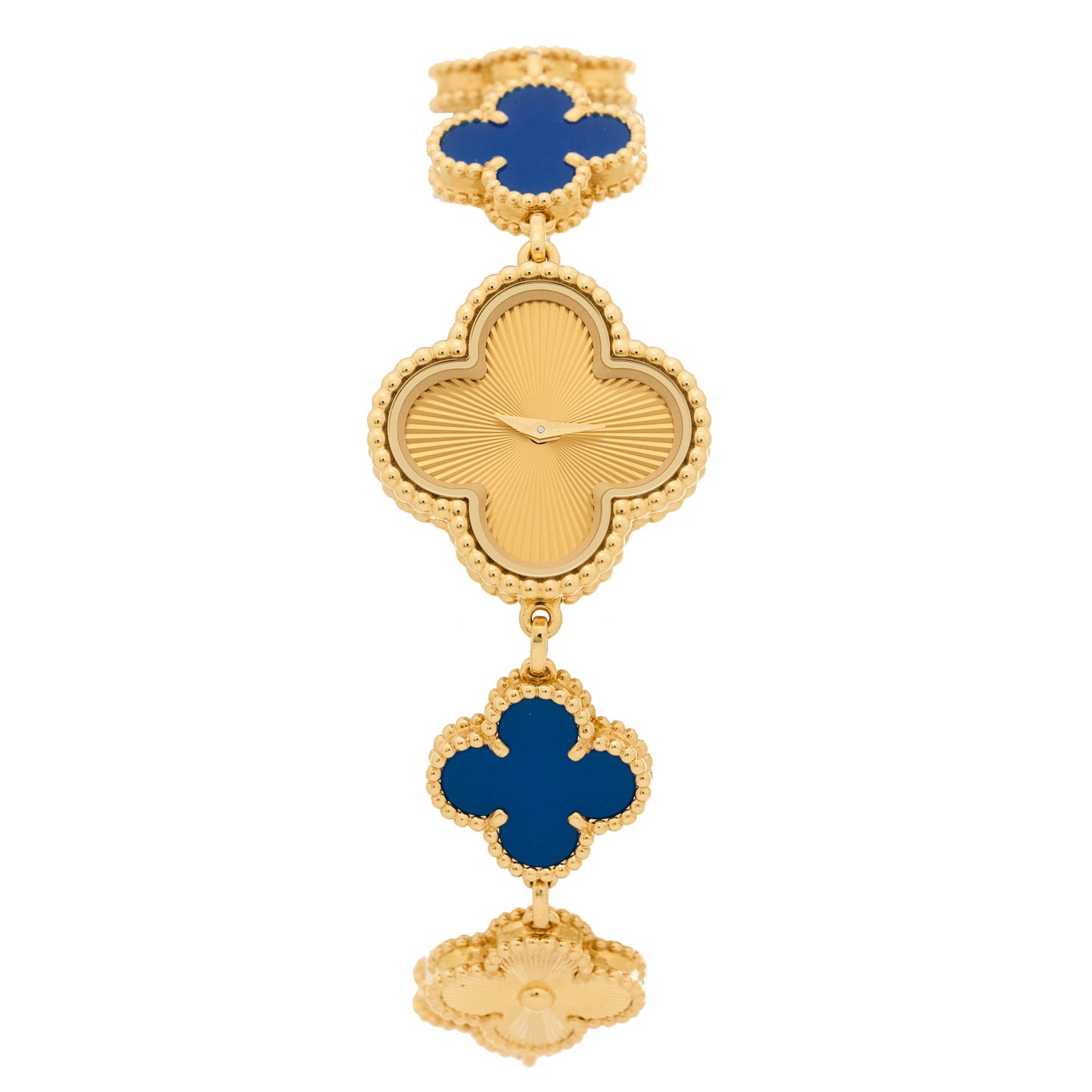 18K Yellow Gold Blue Agate 23mm Alhambra Quartz Watch