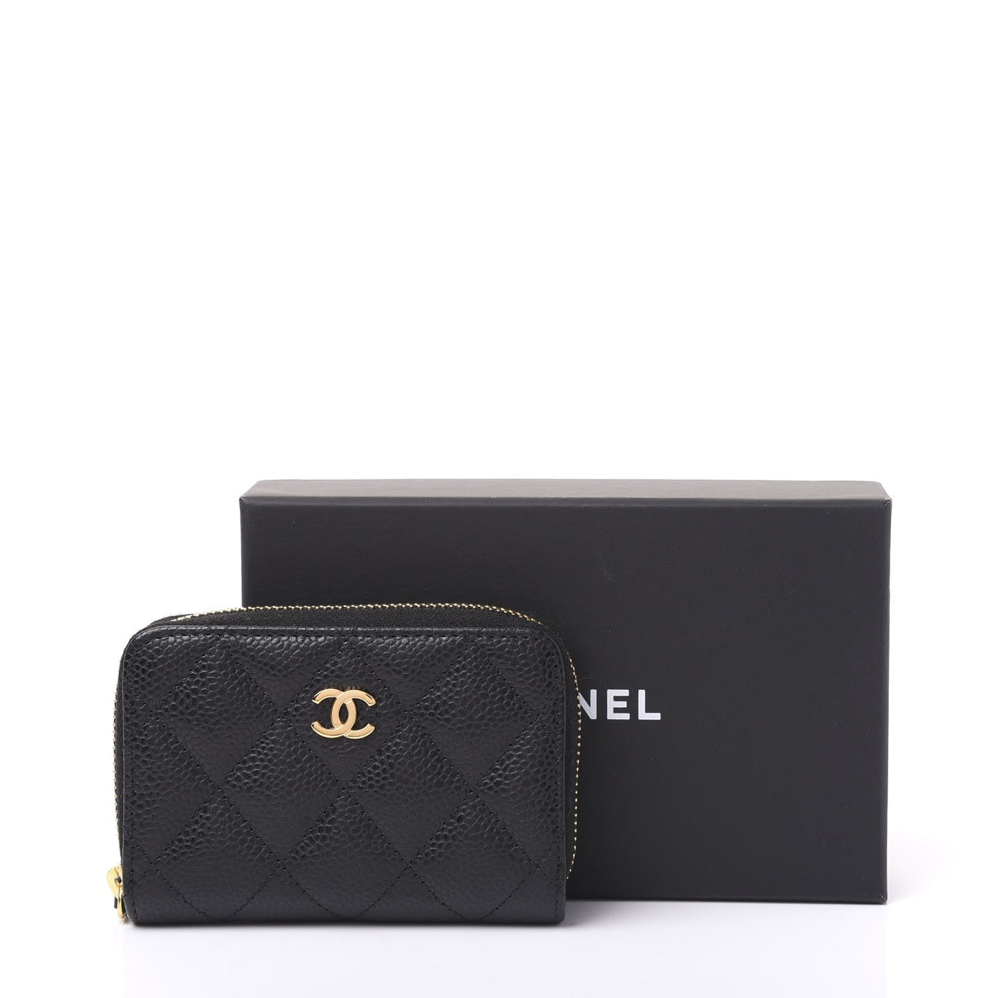 Caviar Quilted Zip Coin Purse Black