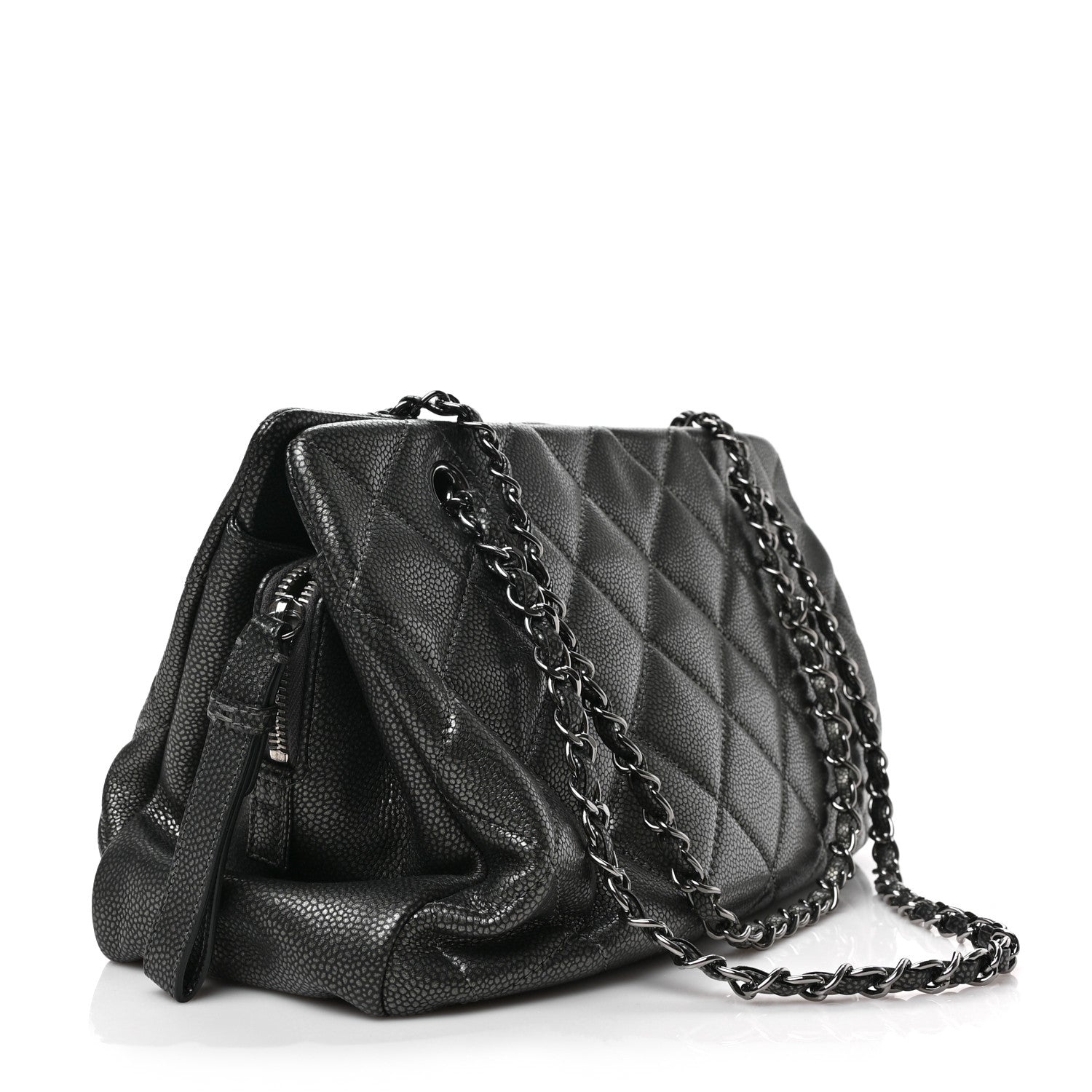 Chanel Metallic Caviar Quilted Timeless CC Shopping Tote Dark Grey 3 of 8