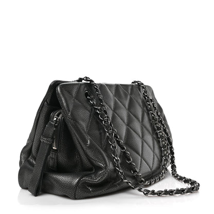 Chanel Metallic Caviar Quilted Timeless CC Shopping Tote Dark Grey 3 of 8