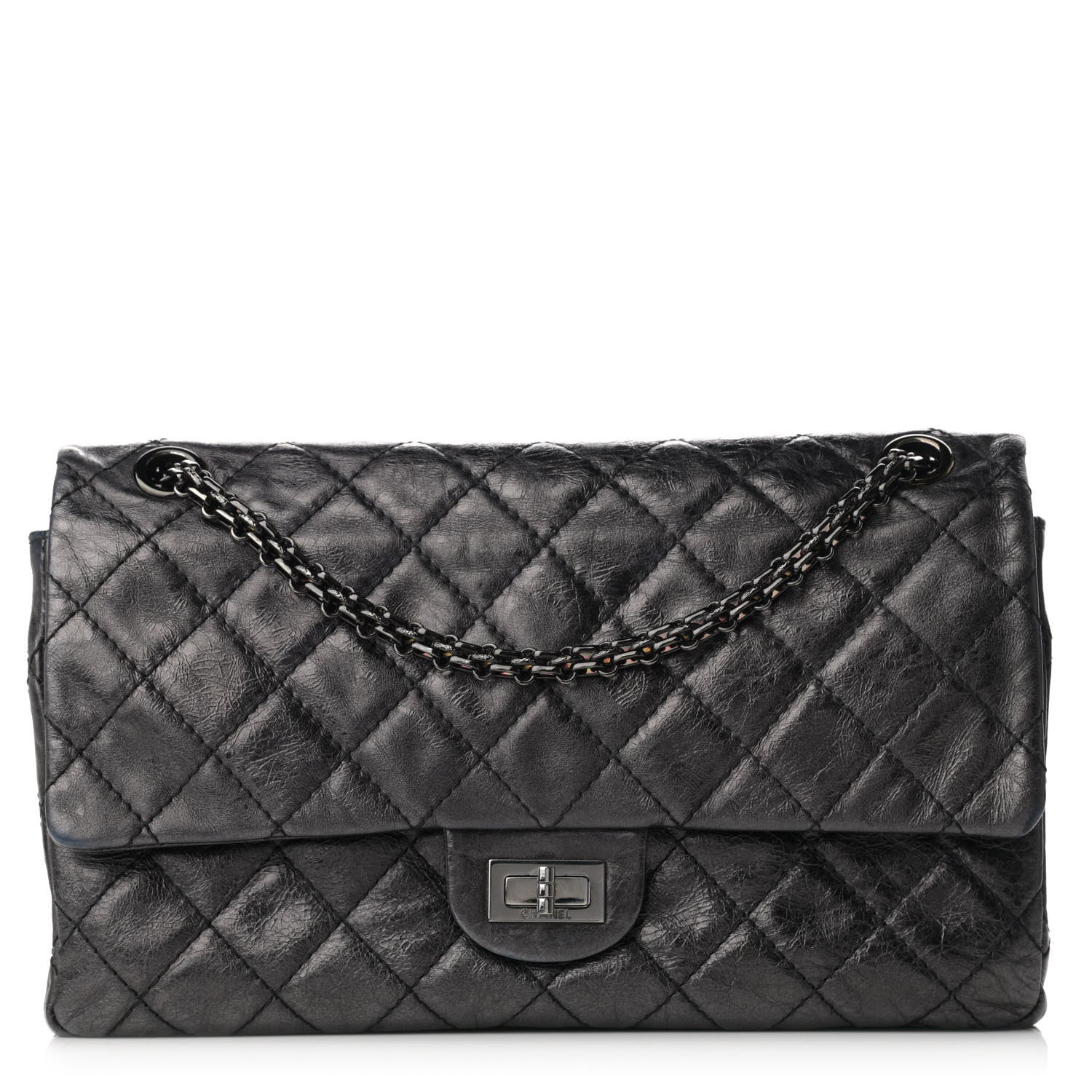 Chanel Metallic Aged Calfskin Quilted 2.55 Reissue 226 Flap Dark Silver 1 of 11