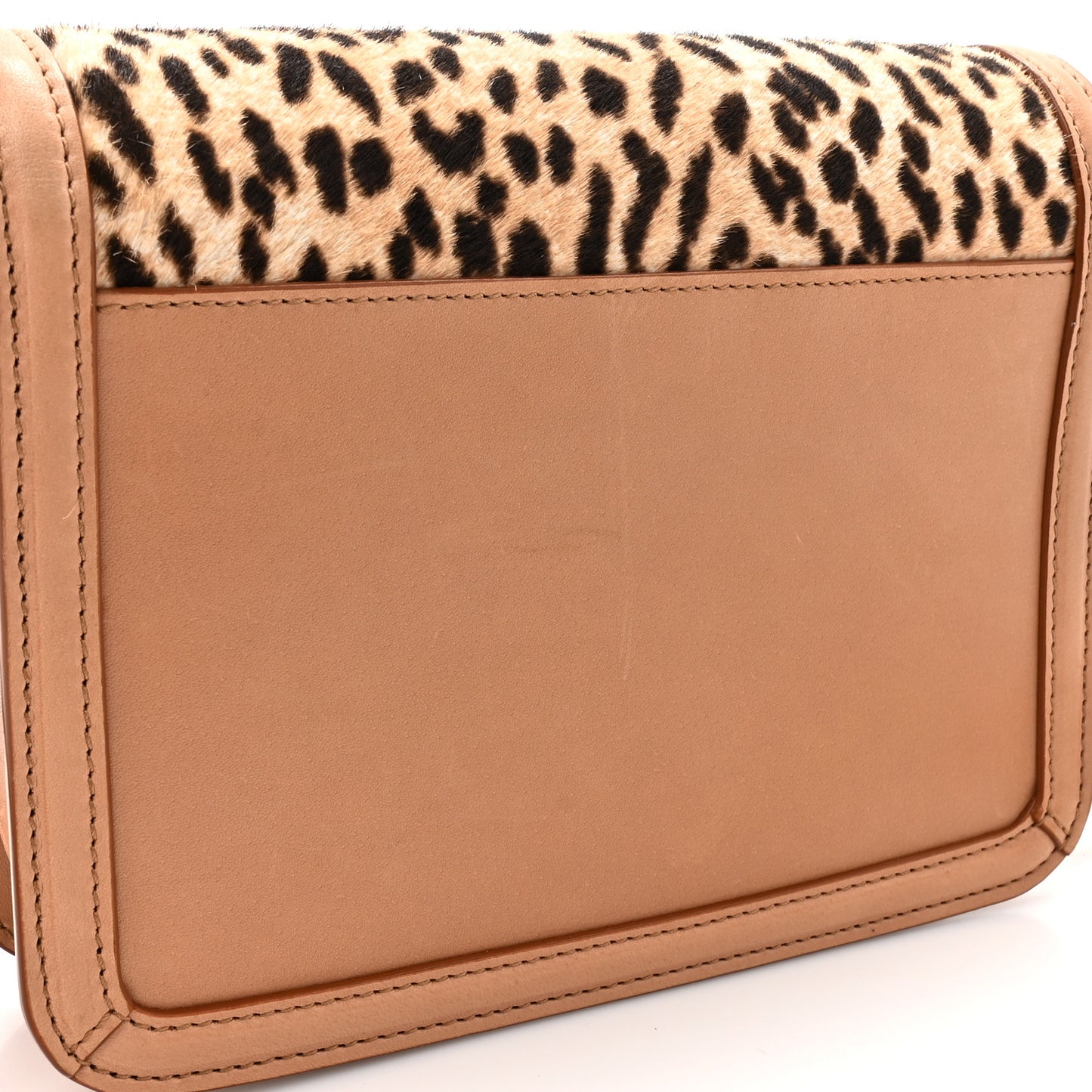 Calfskin Hair Leopard Print Small Solferino Satchel Dust White